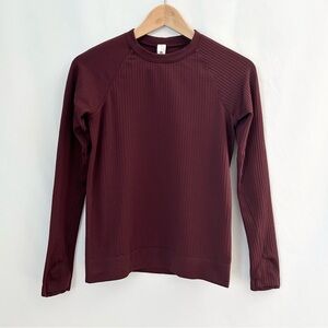 Lululemon Rest Less Pullover Long Sleeve in Rib Garnet / Garnet size 4